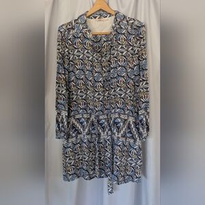 Tory Burch Riviera Blue Silk Drawstring Tunic